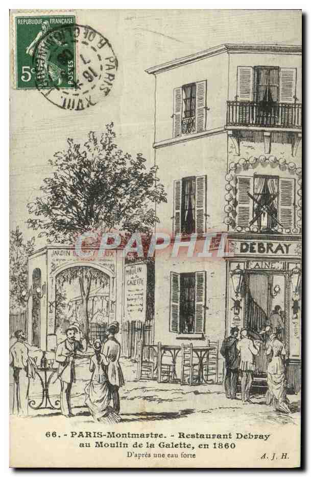 CPA Paris Montmartre Restaurant Debray au moulin de la GAlette en 1860