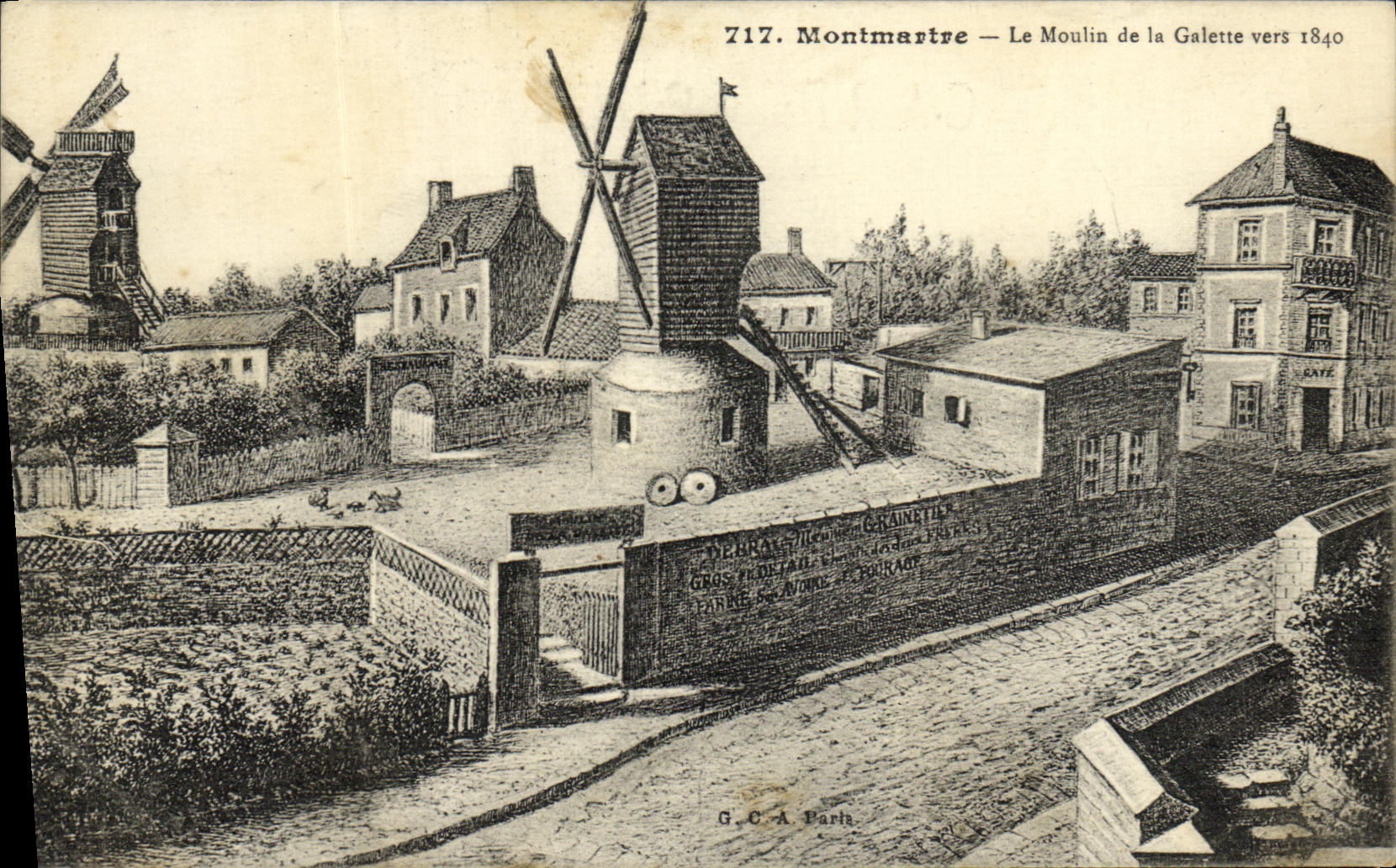 CPA Paris Montmartre Moulin de la Galette vers 1840