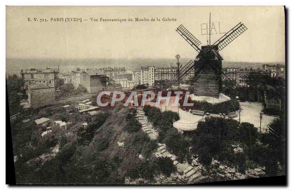 CPA Paris Montmartre Moulin de la Galette Vue panoramique
