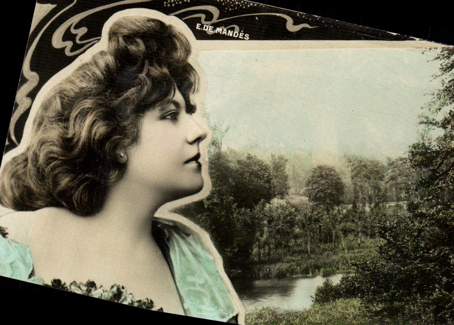Portrait de femme — paysage fluvial — E. DE MANDÈS - Voorkant
