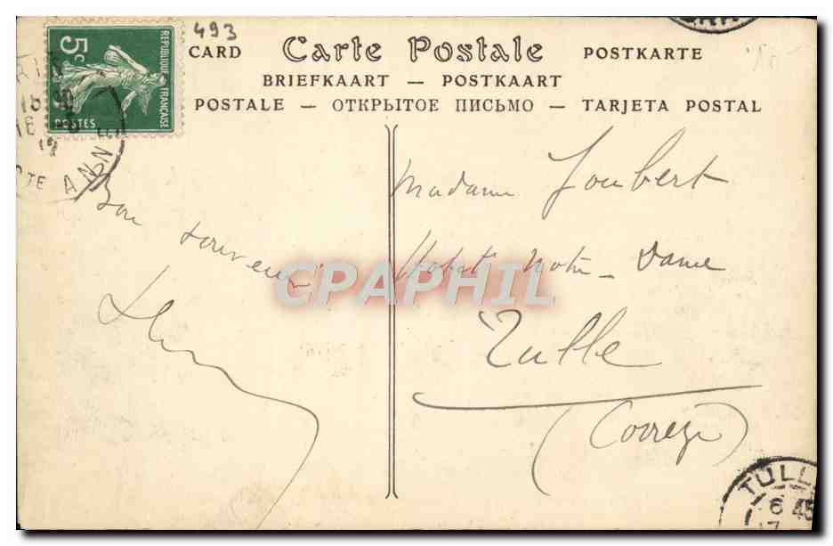 CPA Paris Le Theatre francais et la rue de Richelieu — Verso