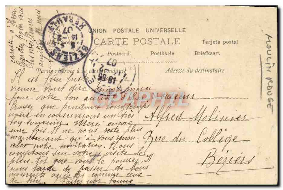 CPA Fraix Moulin Rouge Paris  — Rückseite