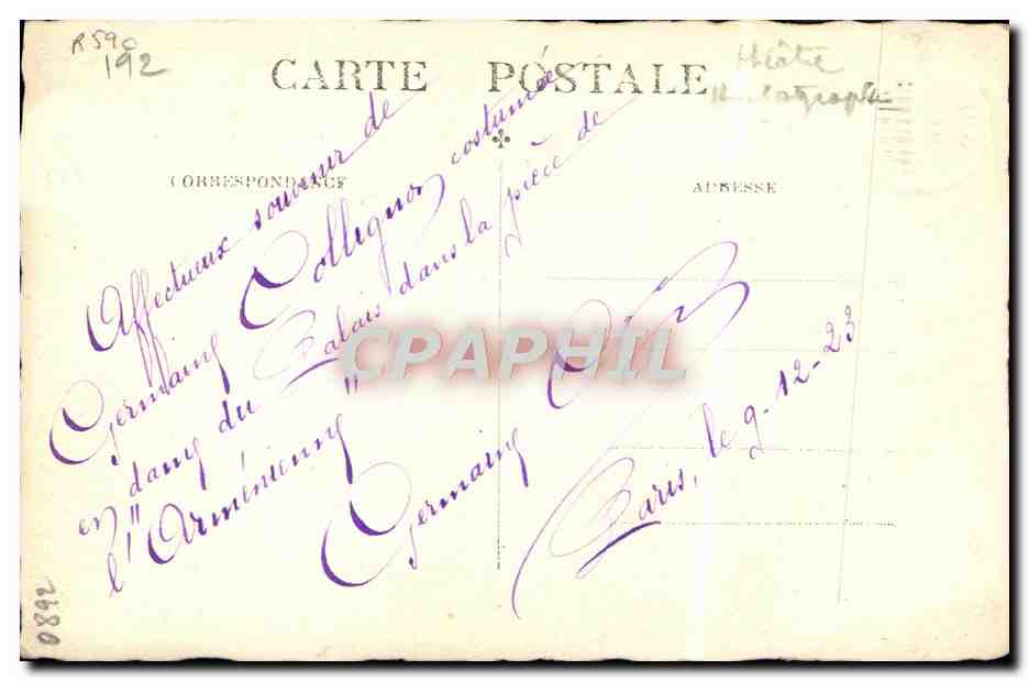 CPA Actrice Germaine Collignon  — Rückseite