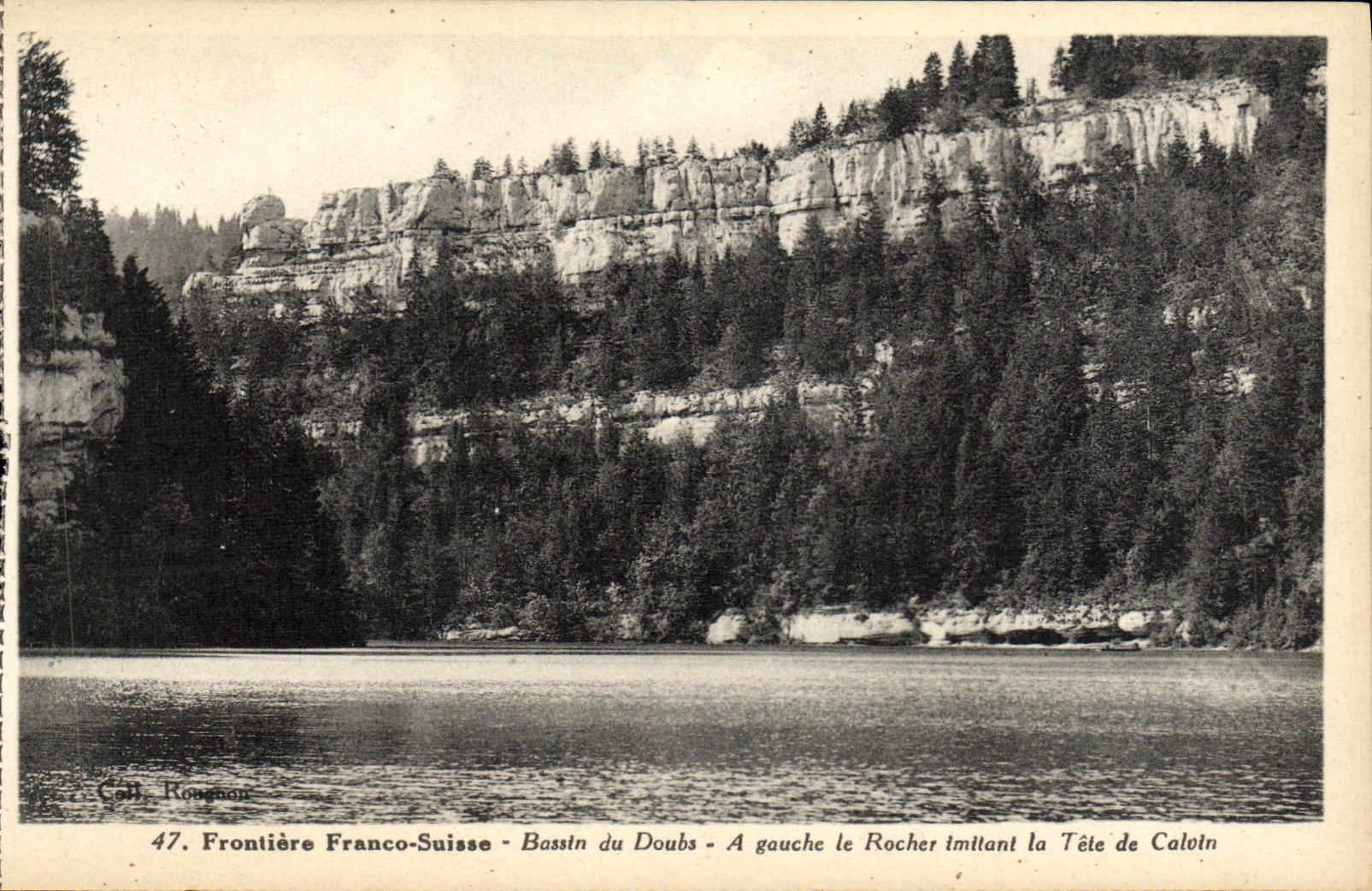 Frontière Franco-Suisse - Bassin du Doubs - Rocher imitant la Tête de Calotn — Coll. Rougnon, n°47