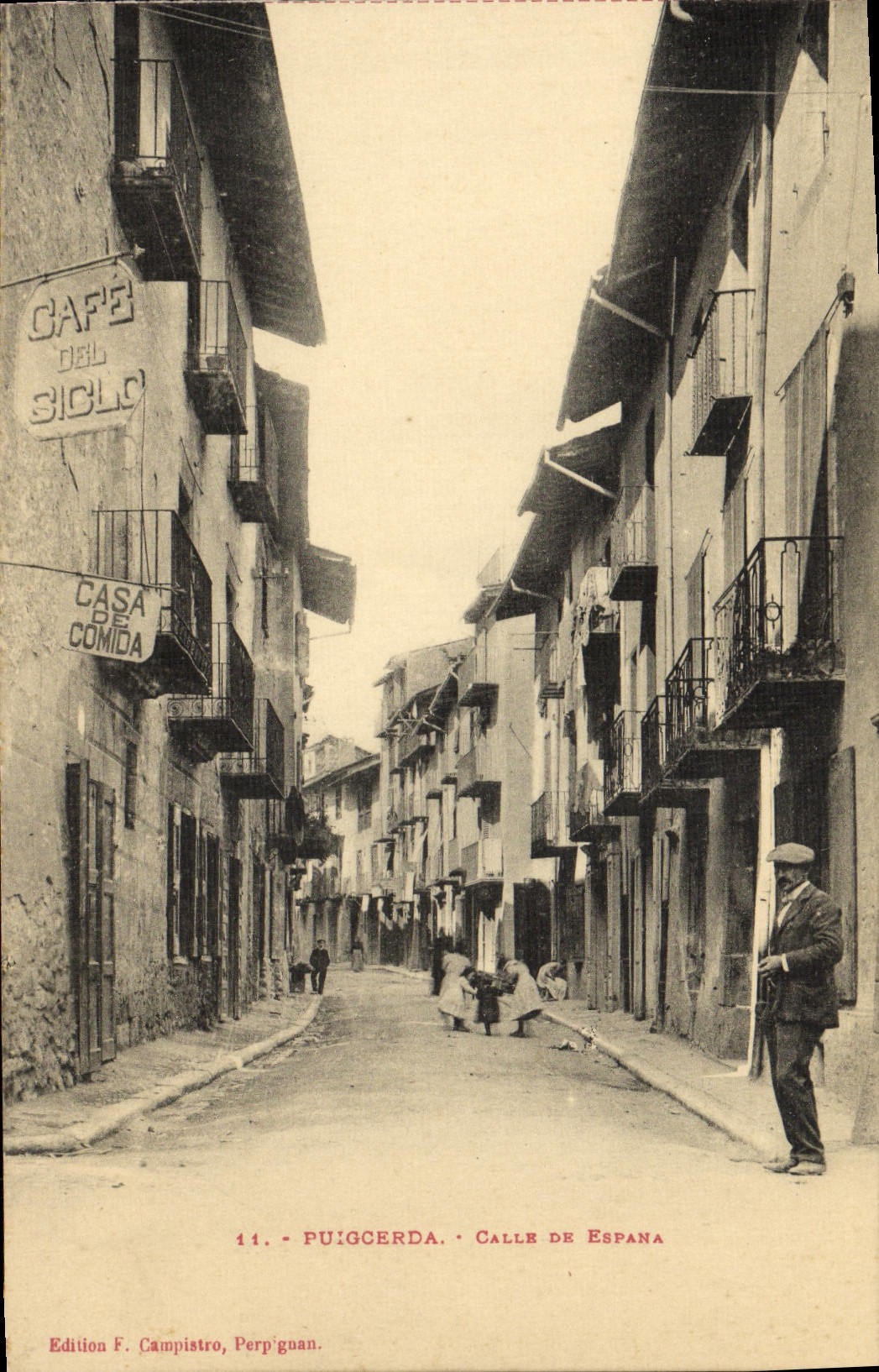 CPA Puigcerda Calle De Espana Cafe del Siclo