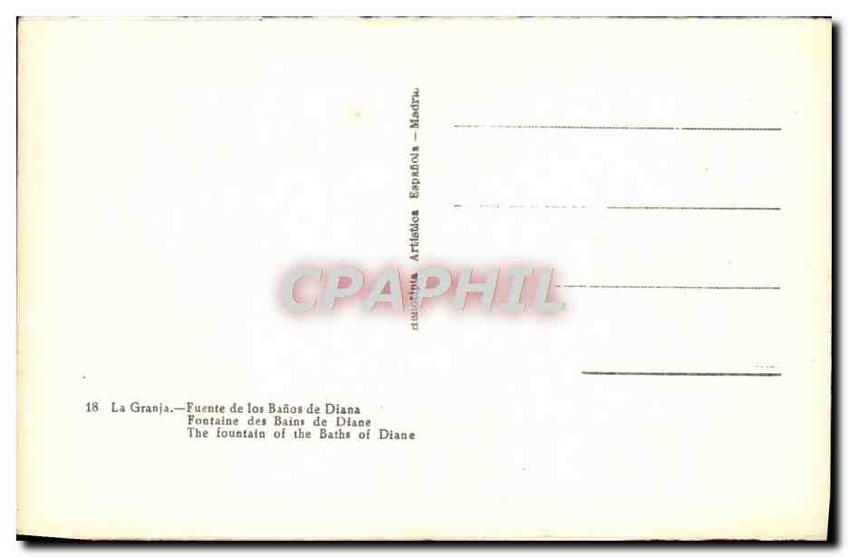 CPA La Granja Fuente De Los Banos De Diana — Rückseite
