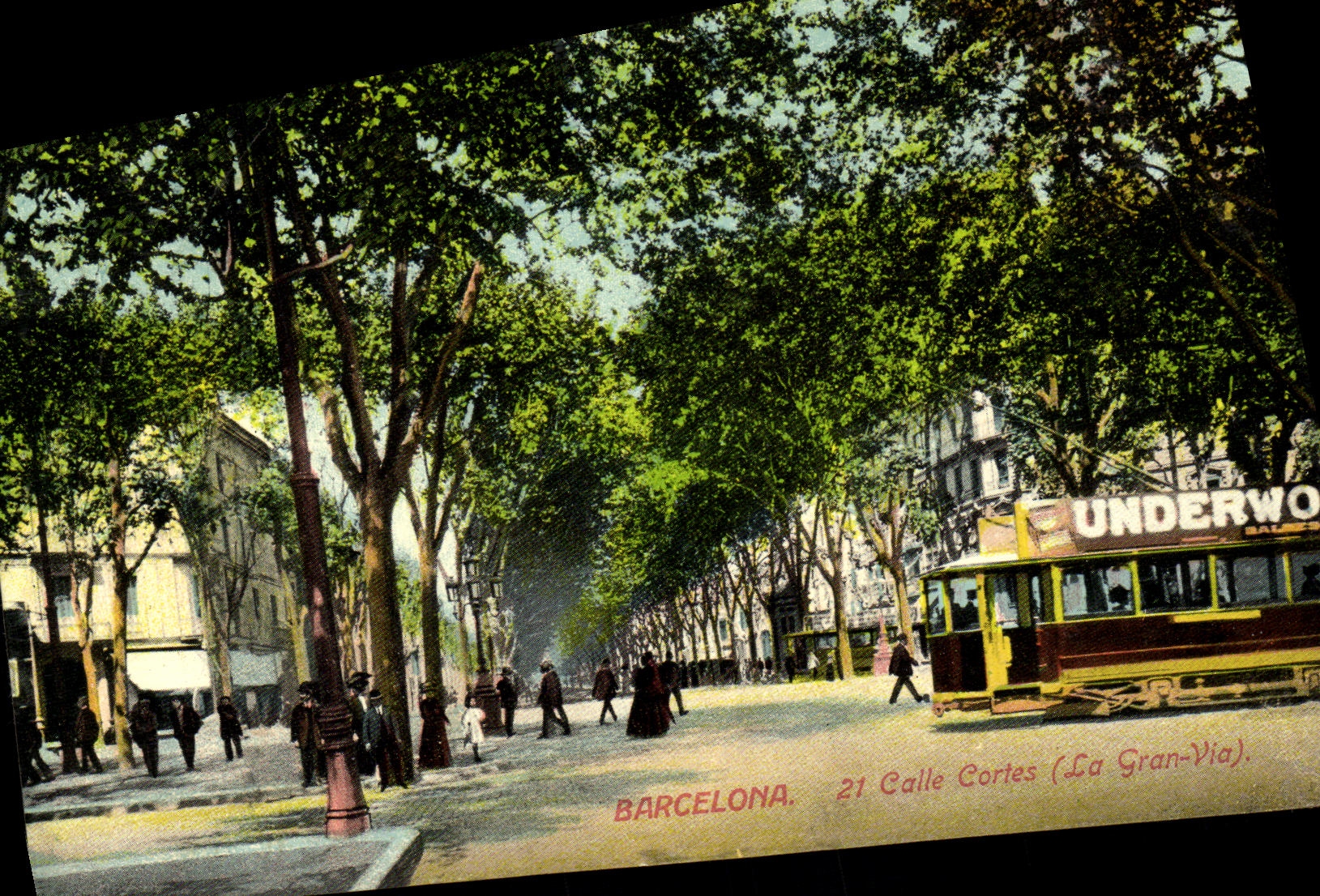 CPA Barcelona Calle Cortes La Gran Via Tramway 