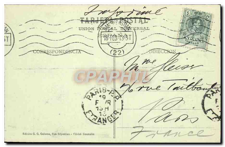 San Sebastián - Balneario de la Perla y Playa - Édition G. G. Galerza — Back