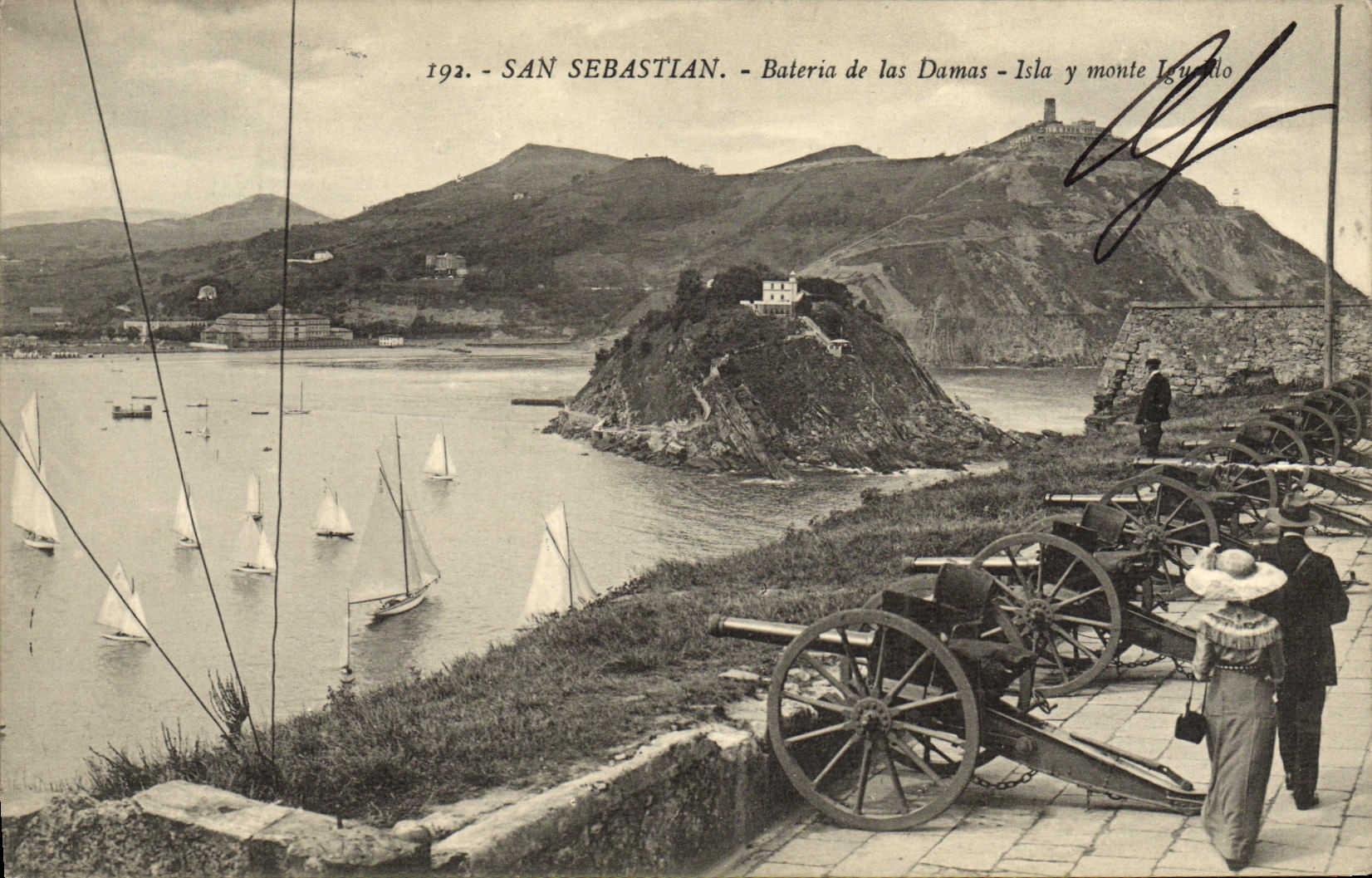San Sebastián - Batería de las Damas - Isla y monte Igueldo