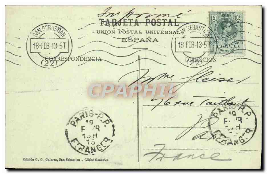 San Sebastián - Batería de las Damas - Isla y monte Igueldo — Reverso