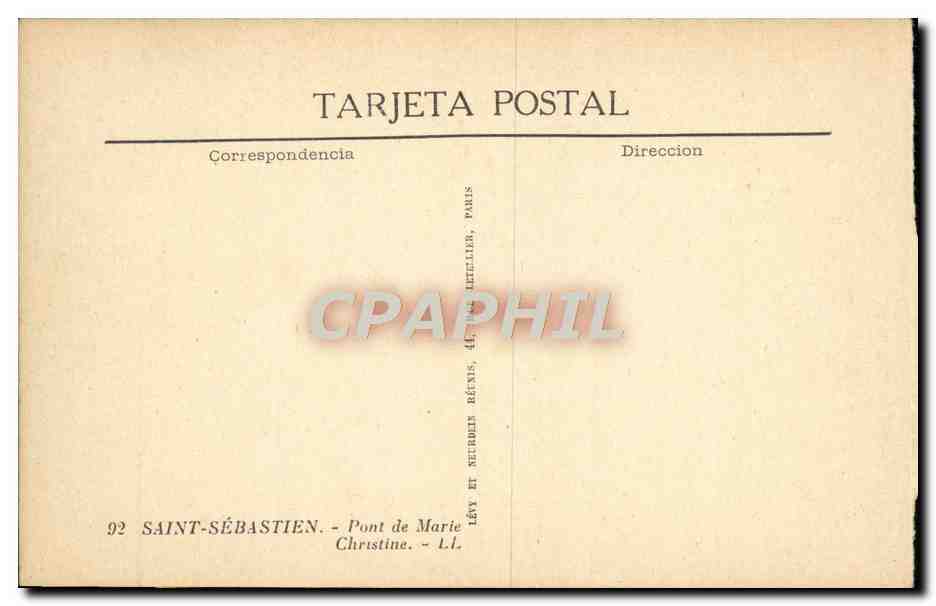 CPA San Sebastian Puente de Maria Cristina  — Verso