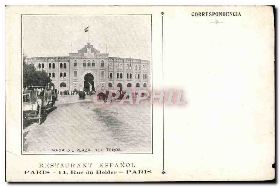 Madrid - Plaza del Toros — Restaurant Espagnol, Paris - 14, Rue du Helder — éditeur Paris
