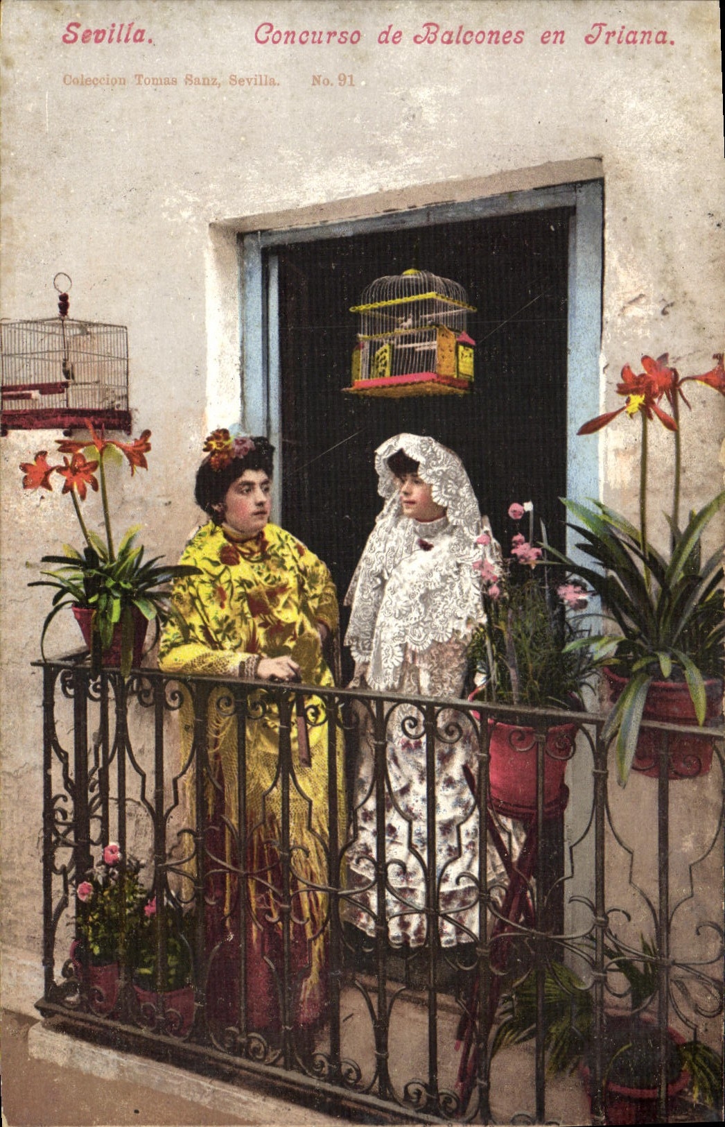 CPA Sevilla Concurso de Balcones en friana Folklore Femme 