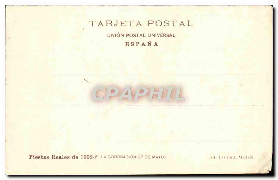 CPA Fiestas Reales de 1902 La Coronacion  — Back