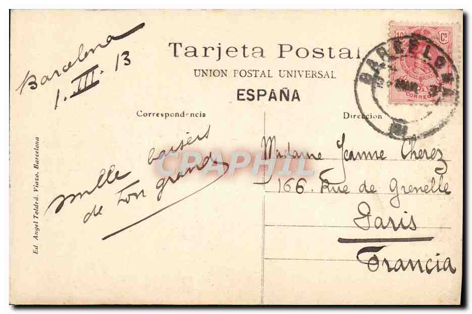 CPA Barcelona Monumento a Colon — Rückseite