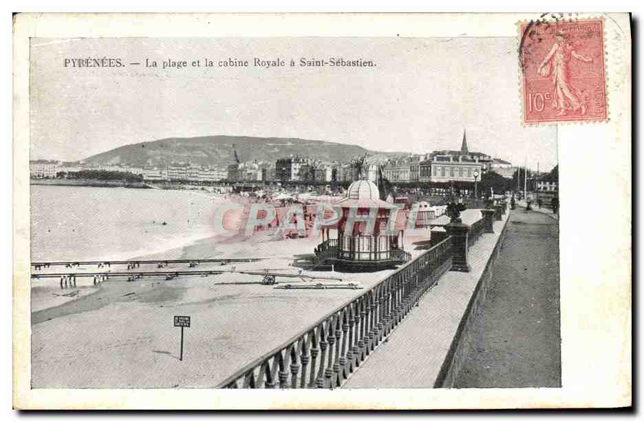 CPA Pyrenees La Plage et la cabine Royale a Saint Sebastien 