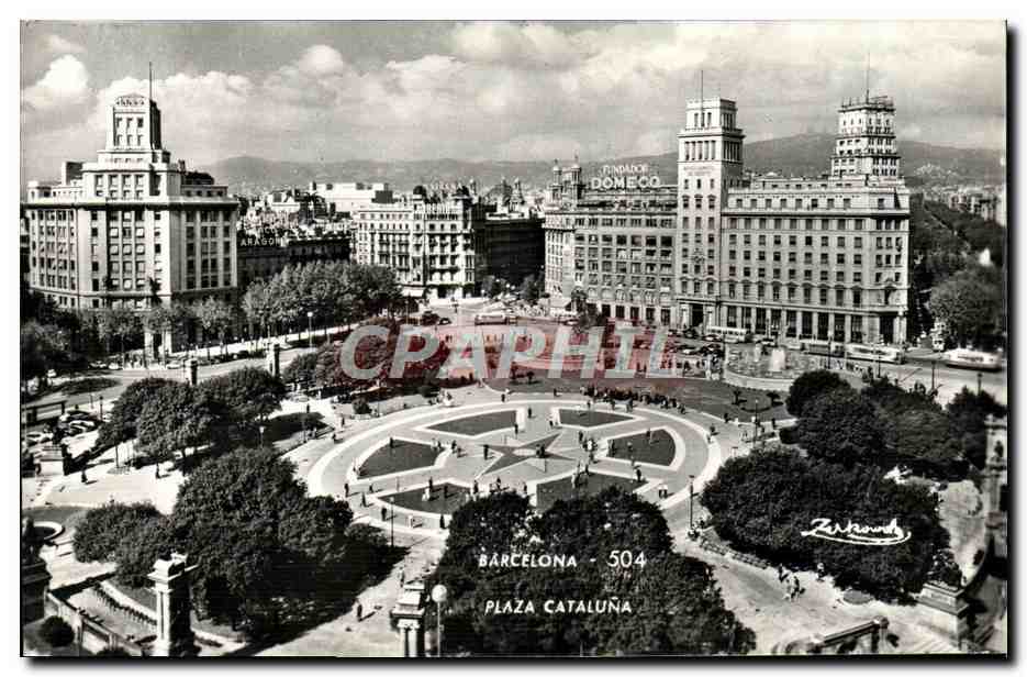 Barcelone - Plaza Cataluña — vue aérienne avec le bâtiment de l'éditeur Zerhawnd — série 504