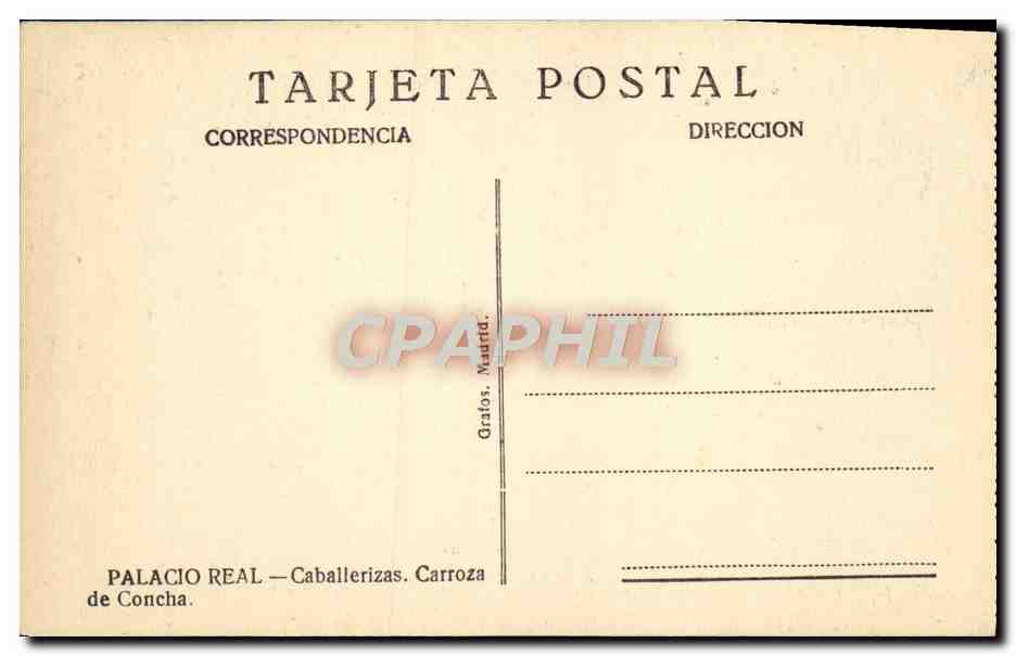 CPA Palacio Real Caballerizas Carroza de Concha  — Rückseite