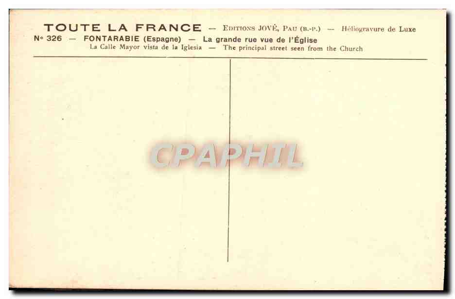 CPA Fontarabie La Grande rue de l'Eglise  — Rückseite