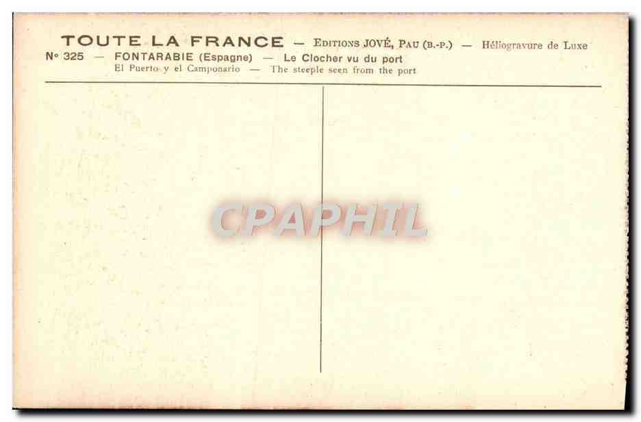 CPA Fontarabie Le Clocher vu du Port  — Rückseite