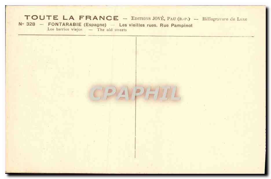 CPA Fontarabie Les Vieilles rues Rue Pampinot — Rückseite