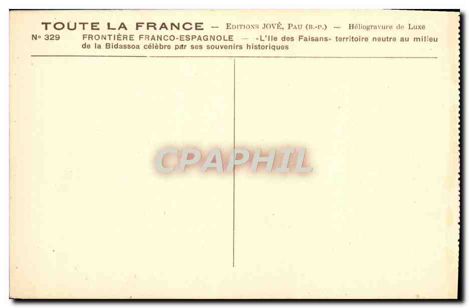 CPA Frontiere Franco Espagnole L'ile des Faisans Bidassoa — Rückseite