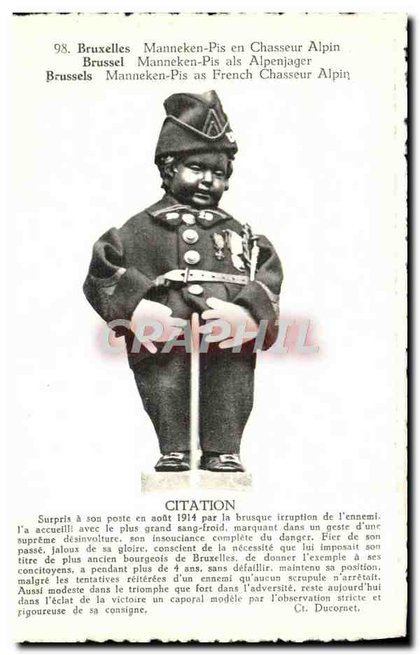 CPA Bruxelles Manneken Pis en Chasseur Alpin