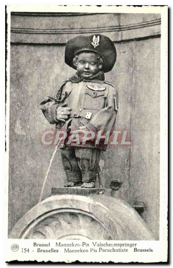 CPA Bruxelles Manneken Pis Parachutiste Militaria