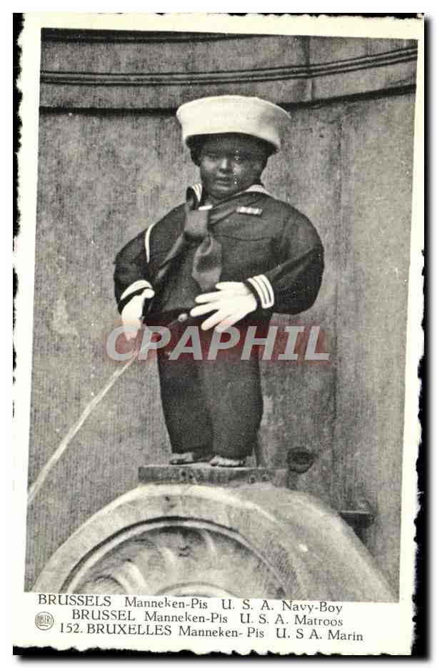 CPA Bruxelles Manneken Pis U S A Navy Boy 