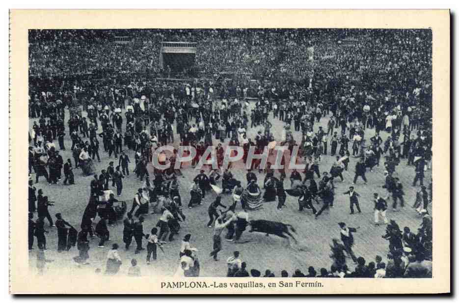 CPA Pamplona Las Vaquillas en San Fermin Taureaux 