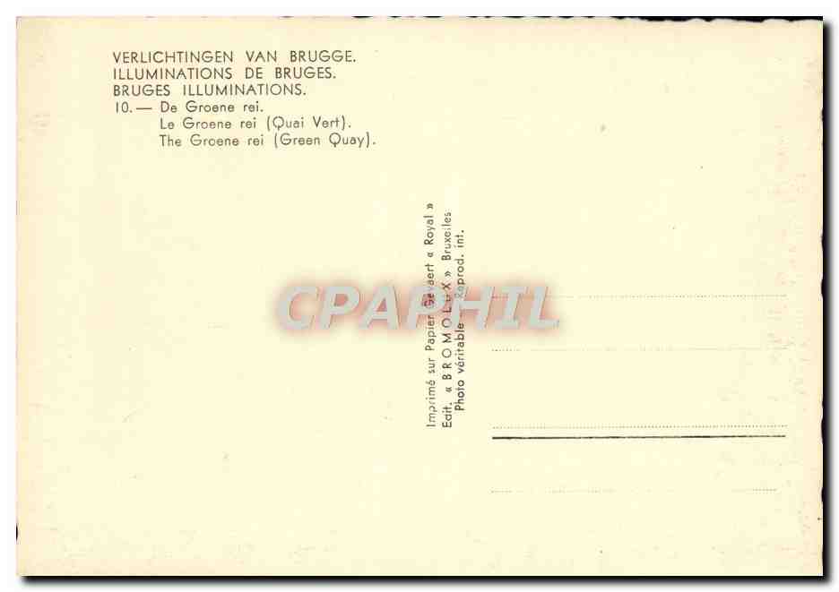 CPA Verlichtingen van Brugge De Groene rei  — Rückseite
