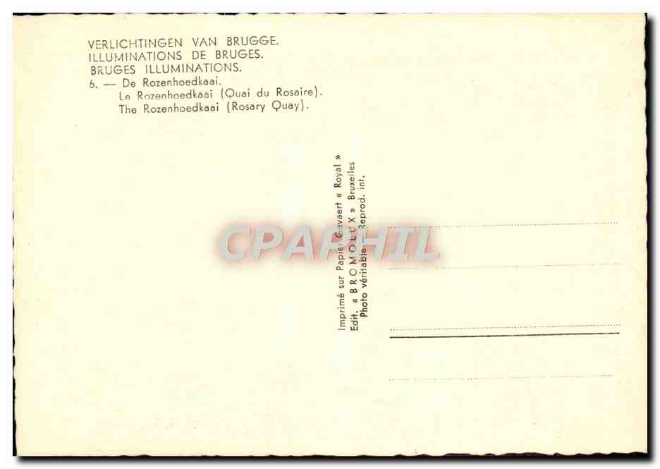 CPA Verlichtingen van Brugge Quai du Rosaire — Rückseite