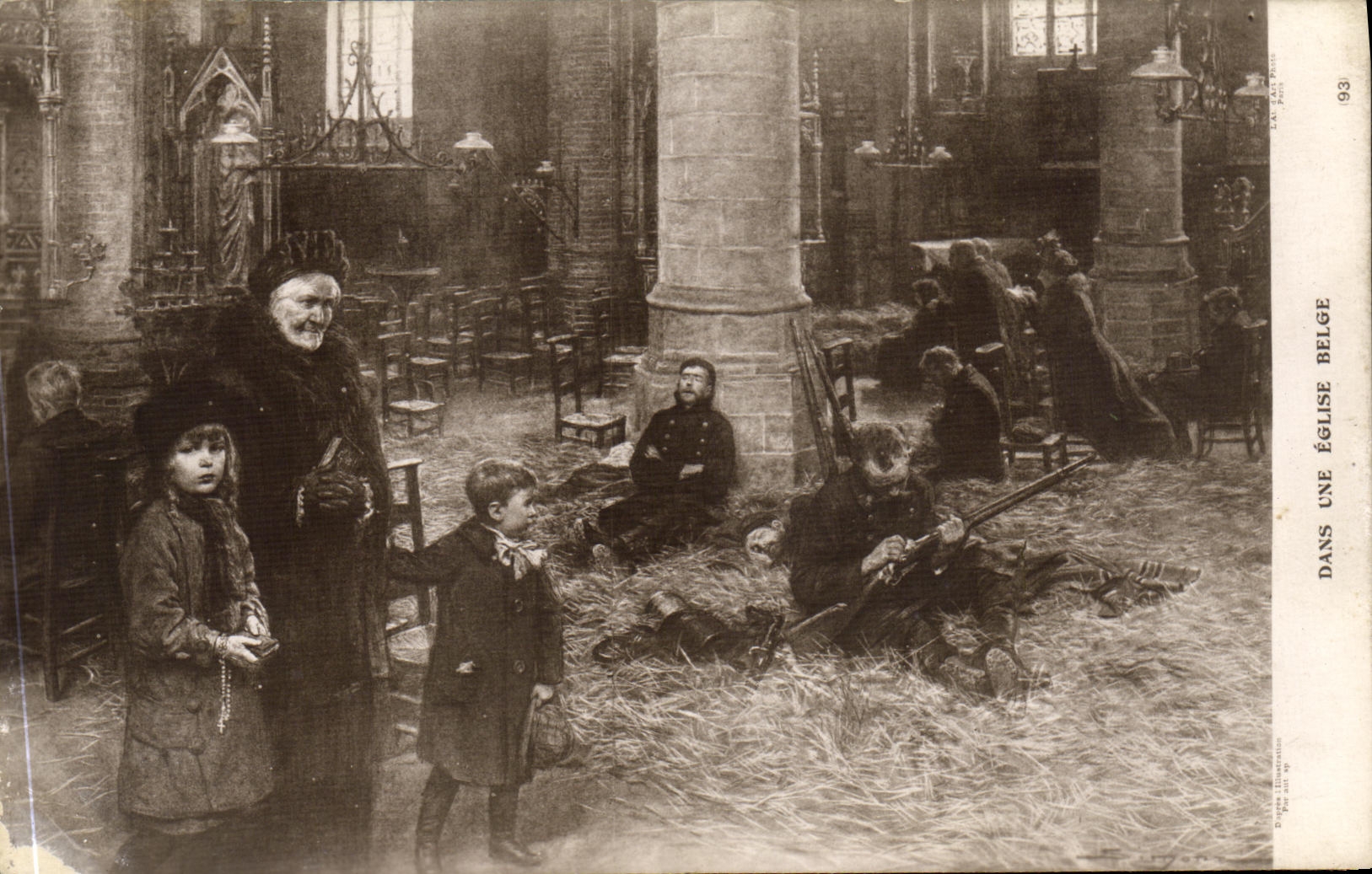 CPA Dans Une Eglise Belge Militaria