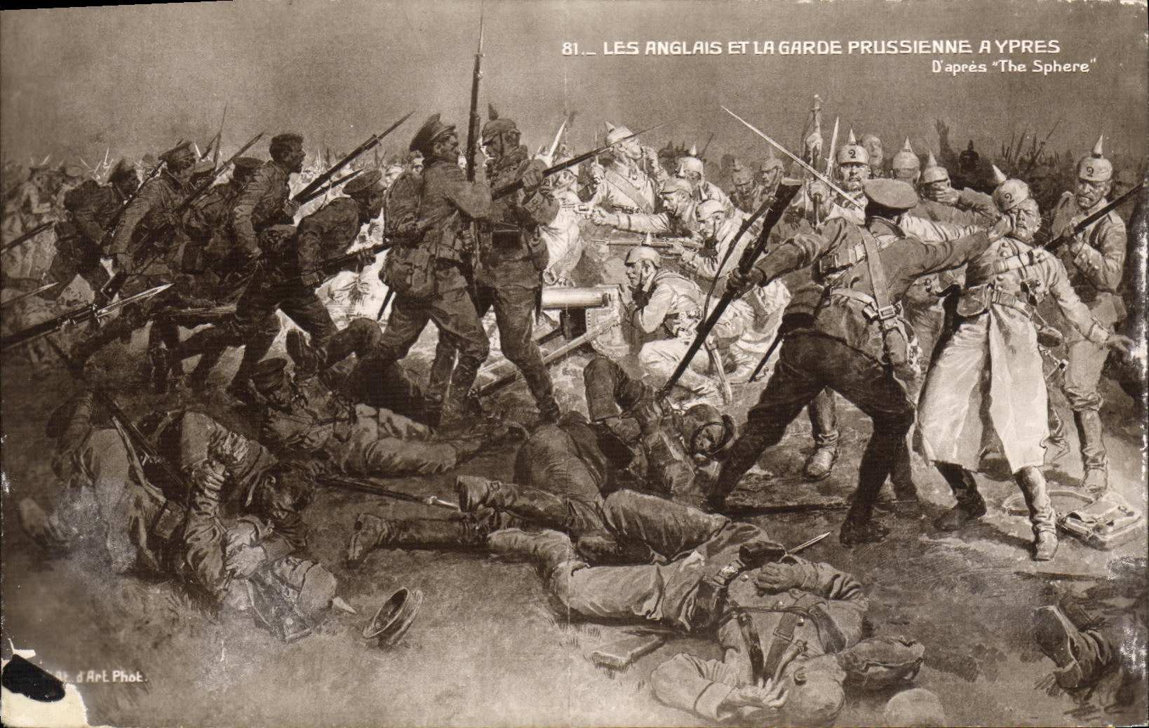 CPA Les Anglais et la Garde Prussienne A Ypres Militaria 
