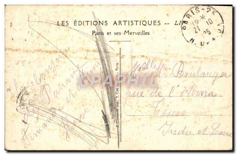 Tarjeta postal antigua Exposición Internacional de Artes Decorativas París 1925 El pabellón de Sèvres — Reverso
