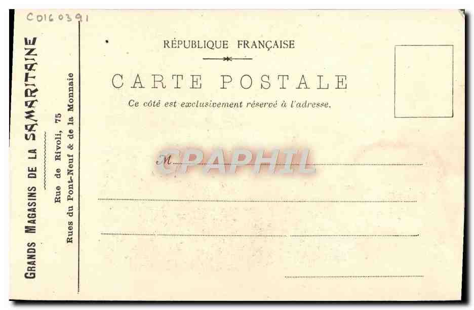 Antike Ansichtskarte Ausstellung Großer Laden der Samaritaine Rue de Rivoli und Straßen des Pont Neuf Paris — Rückseite
