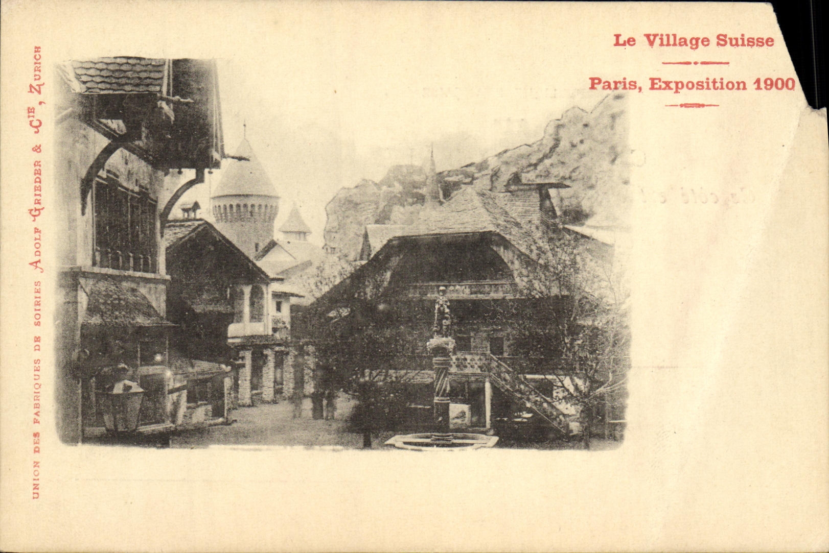 Cartolina d'epoca Cartolina d'epoca del villaggio svizzero alla mostra di Parigi 1900