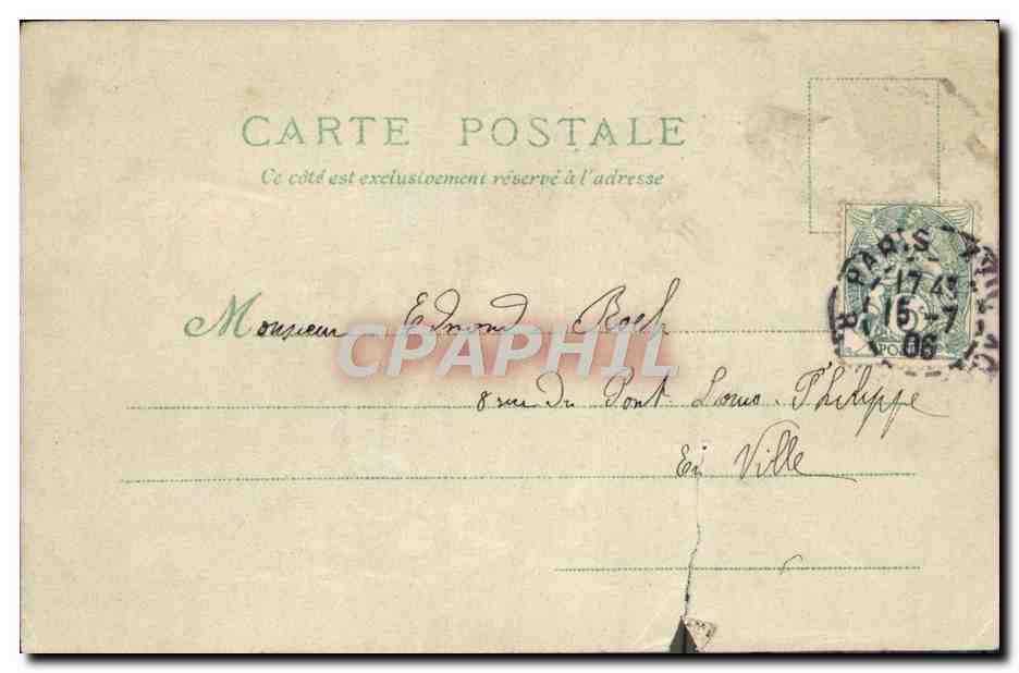 Tarjeta postal antigua Exposición Universal de 1900 París El viejo París — Reverso