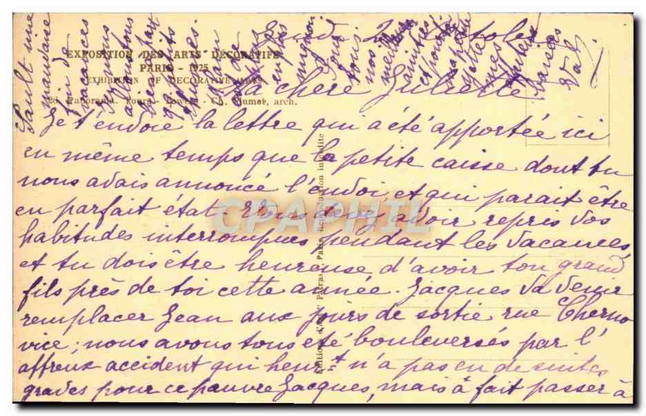 CPA Expostition Des arts decoratifs Paris — Rückseite