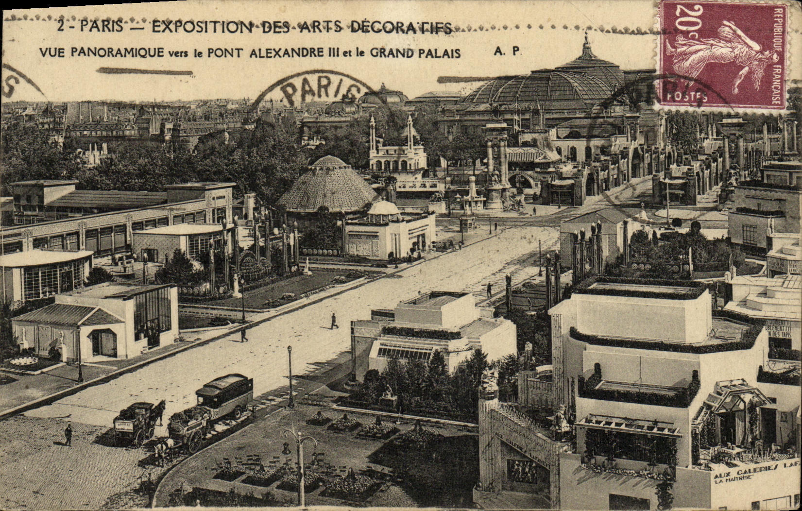 CPA Paris Expostition Internationale des arts decoratifs vue panoramique vers le pont Alexandre III et le grand palais 