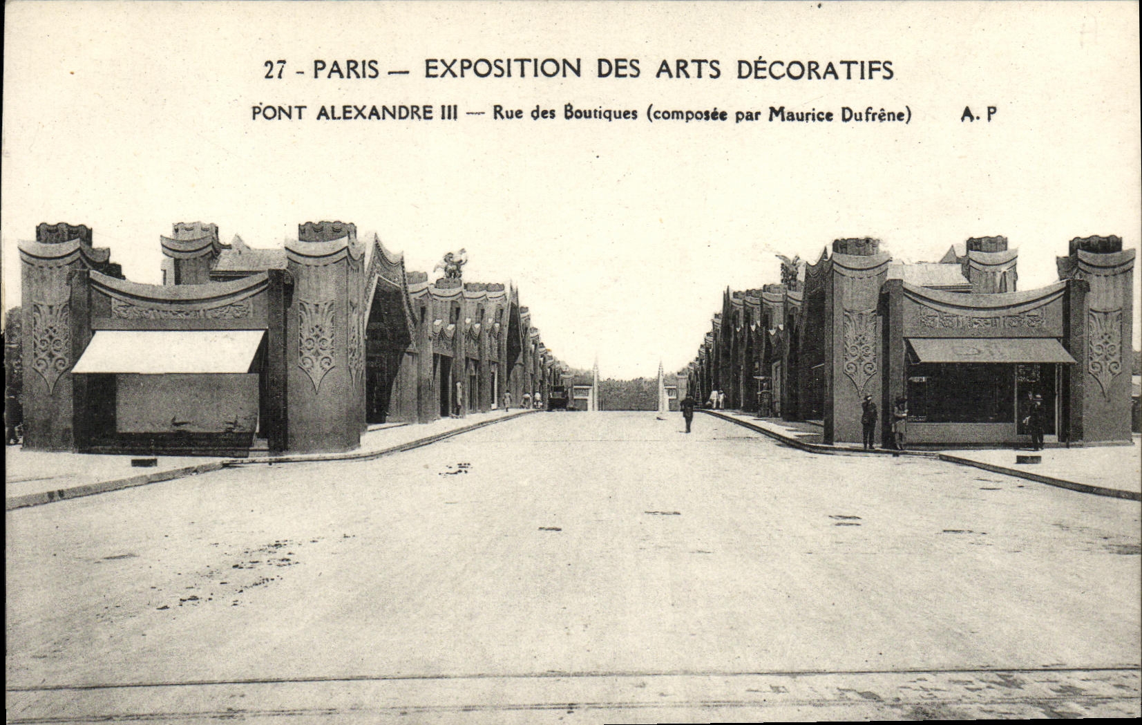 CPA Paris Expostition des arts decoratifs pont alexandre III Rue des Boutiques 