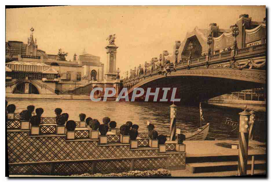 Brücke Alexandre III — Dekorative Ausstellung Paris 1935 — dekoriert von M. Dufrene, Liebe, Delikatesse und Orgel, P. Poicet