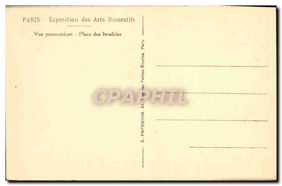 Paris - Exposition des Arts Décoratifs - Vue panoramique - Place des Invalides — Rückseite