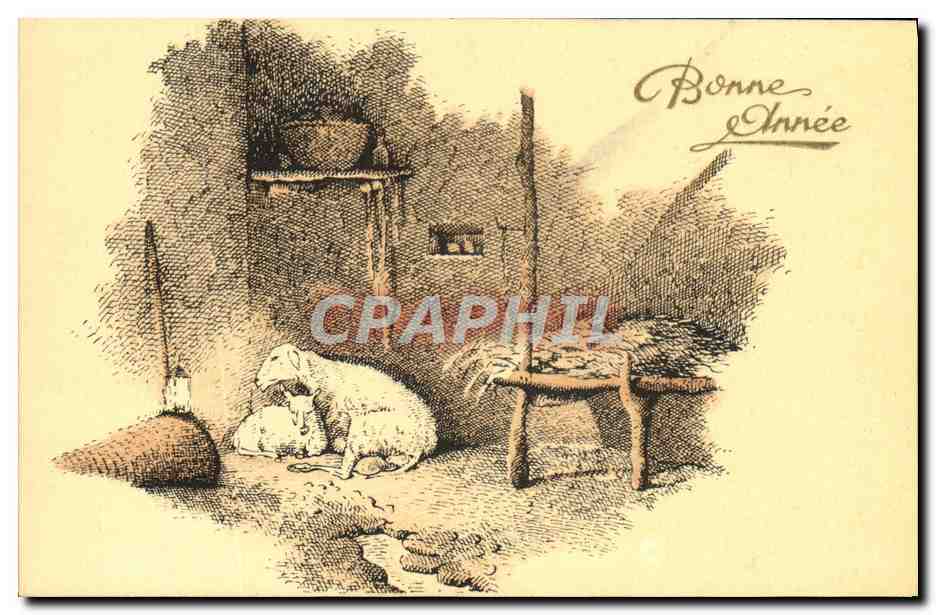 CPA Bonne Annee Moutons