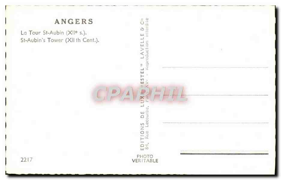 CPA Angers La tour st aubin  — Rückseite