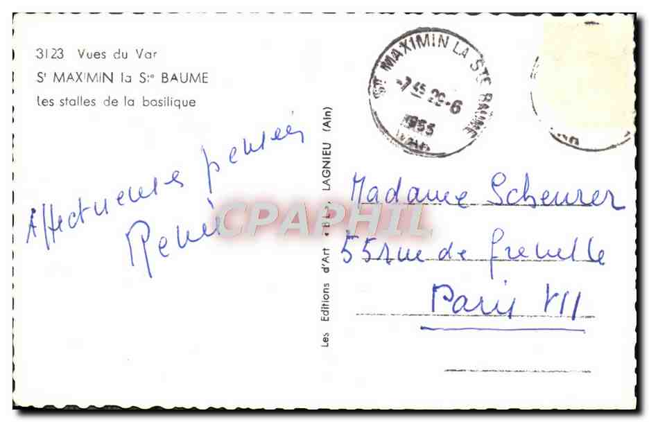 CPA St Maximim la Ste Baume Les stalles de la basilique — Verso