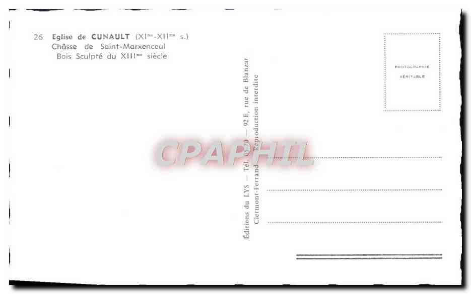 CPA Eglise de Cunault Chasse de Saint Marxenceul — Rückseite
