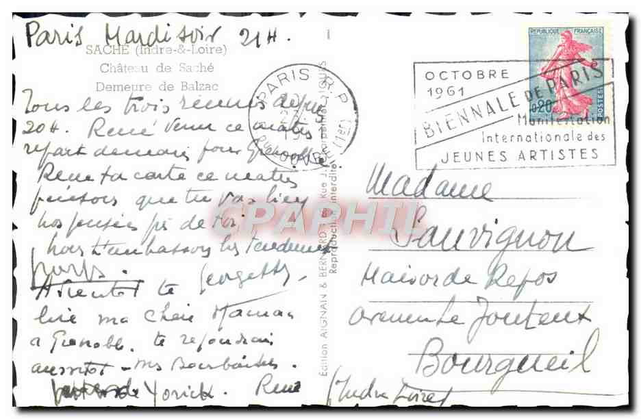 CPM Sache Chateau De Sache Demeure de Balzac — Rückseite
