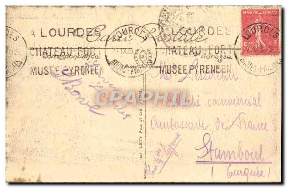 CPA Lourdes Vue Plongeanle — Verso