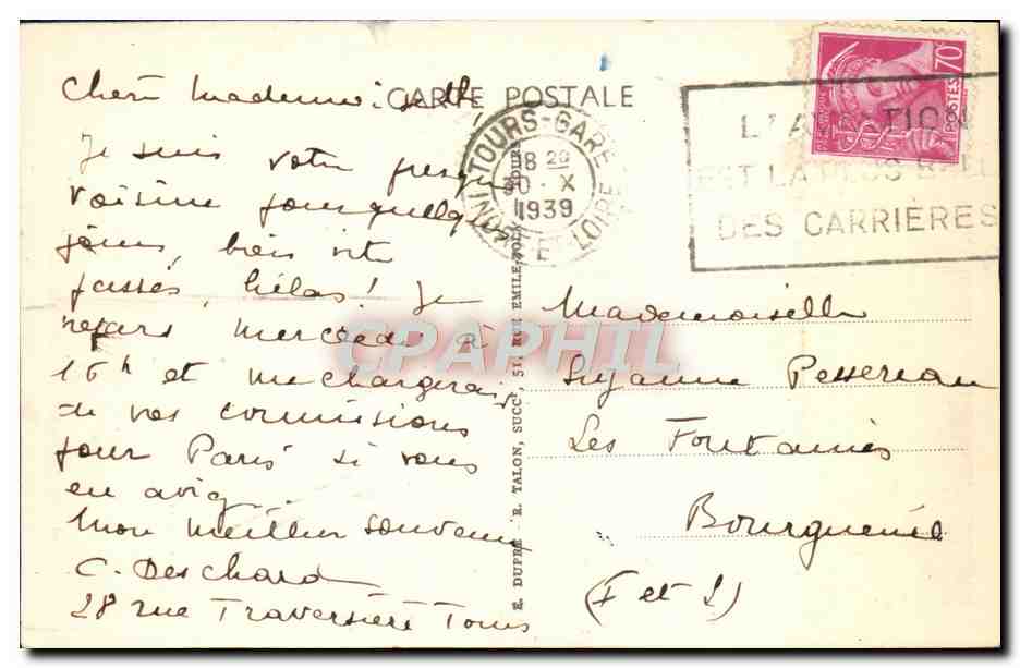 CPA Tours Vue Generale — Rückseite